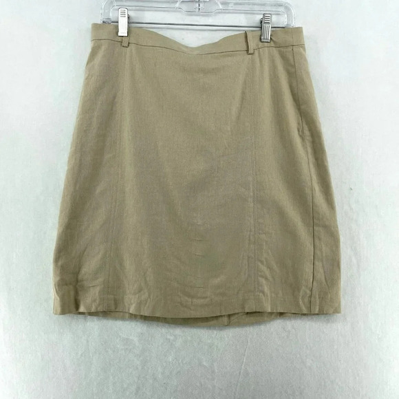 Banana Republic Pencil Mini Skirt Sz 8 Light Brown Belt Loops Single Vent Back - Picture 1 of 11